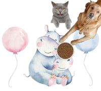 Pet Cat Dog Food Mat for Water Bowl Placemat for Sloppy Drinkers Hand Drawn Cute Tropical Summer Watercolor Hippo Animals Absorbent Rubber Back Dish Eating Feeding Mat for Floor Indoor