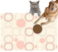 Pet Cat Dog Food Mat for Water Bowl Placemat for Sloppy Drinkers High Resolution Abstract Presenting a Interwoven Lines and Circles Absorbent Rubber Back Feeding Mat for Floor Indoor 20x31in