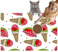 Pet Cat Dog Food Mat for Water Bowl Placemat for Sloppy Drinkers Ice Cream and Watermelon Slice Ice Cream Repeated Food Template Cafe Absorbent Rubber Back Feeding Mat for Floor Indoor 24x36in