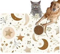 Pet Cat Dog Food Mat for Water Bowl Placemat for Sloppy Drinkers Kids Boho Pastel Colors Gender Neutral Applicable Fabric Print Textile Absorbent Rubber Back Feeding Mat for Floor Indoor 20x31in