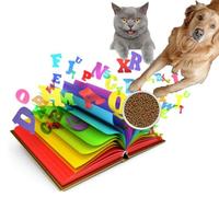 Pet Cat Dog Food Mat for Water Bowl Placemat for Sloppy Drinkers Letters Flying Out an Open Book Magic Book Fairy Tale Absorbent Rubber Back Feeding Mat for Floor Indoor 20x31in