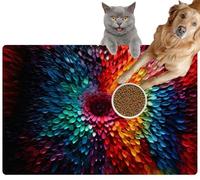 Pet Cat Dog Food Mat for Water Bowl Placemat for Sloppy Drinkers Liquid Color Gradient Colorful Abstract The Shape The Flower Luxury Absorbent Rubber Back Feeding Mat for Floor Indoor 20x31in