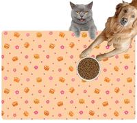 Pet Cat Dog Food Mat for Water Bowl Placemat for Sloppy Drinkers (Material_Title) Absorbent Rubber Back Dish Eating Feeding Mat for Floor Indoor