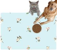 Pet Cat Dog Food Mat for Water Bowl Placemat for Sloppy Drinkers (Material_Title) Absorbent Rubber Back Dish Eating Feeding Mat for Floor Indoor
