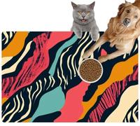 Pet Cat Dog Food Mat for Water Bowl Placemat for Sloppy Drinkers Minimalist Animal Creative Abstract Fauna Print Vivid Colors Absorbent Rubber Back Feeding Mat for Floor Indoor 24x36in