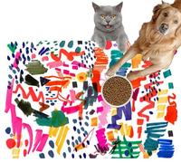 Pet Cat Dog Food Mat for Water Bowl Placemat for Sloppy Drinkers Modern Multicolor pop Art Bright Color Abstract Painting Neo Memphis s Absorbent Rubber Back Feeding Mat for Floor Indoor 24x36in
