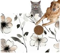 Pet Cat Dog Food Mat for Water Bowl Placemat for Sloppy Drinkers Monochrome Whispers a Black and White Floral hints Blush Pink Absorbent Rubber Back Feeding Mat for Floor Indoor 24x36in