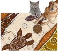 Pet Cat Dog Food Mat for Water Bowl Placemat for Sloppy Drinkers Ornament The Style Australian Aborigines Absorbent Rubber Back Feeding Mat for Floor Indoor 20x31in