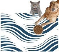 Pet Cat Dog Food Mat for Water Bowl Placemat for Sloppy Drinkers Ornamental Continuous Made Using undulate Lines and Curves Monochrome Absorbent Rubber Back Feeding Mat for Floor Indoor 20x31in