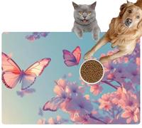 Pet Cat Dog Food Mat for Water Bowl Placemat for Sloppy Drinkers Pastel Backdrop Changes from Soft Turquoise to Lavender Creating Absorbent Rubber Back Feeding Mat for Floor Indoor 24x36in