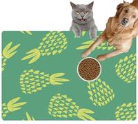 Pet Cat Dog Food Mat for Water Bowl Placemat for Sloppy Drinkers Pineapples Summer Spring Nature Collection Absorbent Rubber Back Feeding Mat for Floor Indoor 20x31in