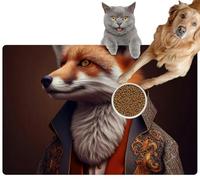 Pet Cat Dog Food Mat for Water Bowl Placemat for Sloppy Drinkers Portrait Fox Human Clothing Creative Portrait Wild Animal Abstract Ant Absorbent Rubber Back Feeding Mat for Floor Indoor 20x31in