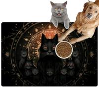 Pet Cat Dog Food Mat for Water Bowl Placemat for Sloppy Drinkers Scheming Witches&apos familiars Such as Cunning Black Cats Generative Absorbent Rubber Back Feeding Mat for Floor Indoor 24x36in