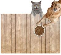 Pet Cat Dog Food Mat for Water Bowl Placemat for Sloppy Drinkers Stylish Contemporary Wainscoting Made Thin Light Toned ash Timber Plan Absorbent Rubber Back Feeding Mat for Floor Indoor 20x31in