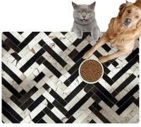 Pet Cat Dog Food Mat for Water Bowl Placemat for Sloppy Drinkers terrazzo Table Created generative Absorbent Rubber Back Feeding Mat for Floor Indoor 20x31in