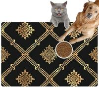 Pet Cat Dog Food Mat for Water Bowl Placemat for Sloppy Drinkers Thai Knot Patterns Cultural Symbols Flat Absorbent Rubber Back Feeding Mat for Floor Indoor 24x36in