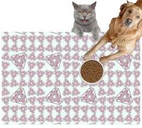 Pet Cat Dog Food Mat for Water Bowl Placemat for Sloppy Drinkers The Infinity Triangles and Steps Pink Absorbent Rubber Back Feeding Mat for Floor Indoor 20x31in