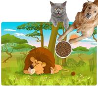 Pet Cat Dog Food Mat for Water Bowl Placemat for Sloppy Drinkers The Lion Sleeps The Grass When The Sun Rises Sets The The Landscape Absorbent Rubber Back Dish Eating Feeding Mat for Floor Indoor
