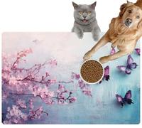Pet Cat Dog Food Mat for Water Bowl Placemat for Sloppy Drinkers The Pastel Backdrop Changes from Soft Turquoise to Lavender Creating Absorbent Rubber Back Feeding Mat for Floor Indoor 24x36in