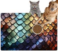 Pet Cat Dog Food Mat for Water Bowl Placemat for Sloppy Drinkers The Textures and Patterns Scales Generative Absorbent Rubber Back Feeding Mat for Floor Indoor 20x31in