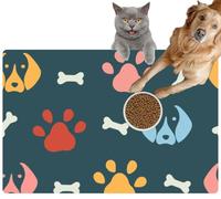 Pet Cat Dog Food Mat for Water Bowl Placemat for Sloppy Drinkers The Theme National Puppy Day Day March 23 Absorbent Rubber Back Feeding Mat for Floor Indoor 20x31in