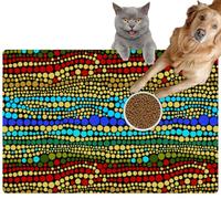 Pet Cat Dog Food Mat for Water Bowl Placemat for Sloppy Drinkers Traditional Indian Style Absorbent Rubber Back Feeding Mat for Floor Indoor 20x31in