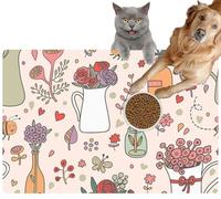 Pet Cat Dog Food Mat for Water Bowl Placemat for Sloppy Drinkers Valentines Day Card Absorbent Rubber Back Feeding Mat for Floor Indoor 20x31in
