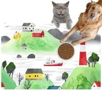 Pet Cat Dog Food Mat for Water Bowl Placemat for Sloppy Drinkers Watercolor Houses Lighthouse Mountains and Ships Scandinavian Rural Absorbent Rubber Back Feeding Mat for Floor Indoor 24x36in