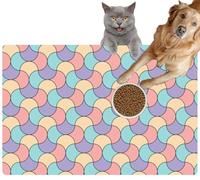 Pet Cat Dog Food Mat for Water Bowl Placemat for Sloppy Drinkers Wave Curve Soft Color Absorbent Rubber Back Feeding Mat for Floor Indoor 20x31in
