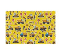 Pet Cat Dog Food Mat Non Slip Excavator Construction Truck Yellow Mat | Pet Feeding Mat Absorbent Dog Mat for Food and Water Bowl No Stains Easy Clean Dog Food Mat Quick Dry Water Dispenser