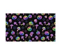 Pet Cat Dog Food Mat Non Slip Halloween Trippy Mushroom Pumpkin Mat | Dog Feeding Mat, Absorbent Mats for Food and Water Bowl, Non Slip Pet Placemat for Floors, No Stains Quick Dry Dispenser Mat