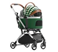 Pet Cat Dog Stroller Separable Trolley Travel Carrier with Cup Holder, Dog Stroller for Medium Small Dogs, Pet Strollers Foldable Dog Pram Pushchair with Rain Cover(Green)