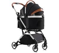 Pet Cat Dog Stroller with Rain Cover Pet Strollers for Small Medium Dogs/2 Cats Dog Pram Strollers Pushchair Separable Pet Carrier Trolley Aluminum Bracket (Gr) (Black)