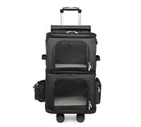 Pet/Cat/Dog Travel Carrier with Wheels Portable Outdoor Bag, Cat Strollers for 2 Cats, Double-layer Pet Pram Pushchair Folding Soft Sided Carriage for Puppy, Rabbits (Color : Black)