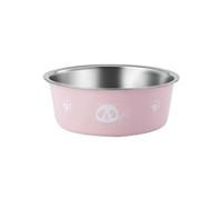 Pet Cat Feeding Bowl, Anti Rollover Stainless Steel Plastic Non-slip Single Bowl Food Drinking Tray Feeder,(S,pink)