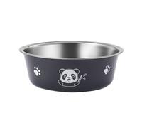 Pet Cat Feeding Bowl, For Puppy Kitten, Stainless Steel Plastic Non-slip Single Bowl Food Drinking Tray Feeder(L,black)
