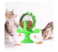 Pet Cat Feeding Interactive Wheel Toys Spinning Food Dispensing Funny Training Windmill Toy Improve IQ Cats Supplies(Green)