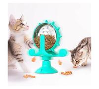 Pet Cat Feeding Interactive Wheel Toys Spinning Food Dispensing Funny Training Windmill Toy Improve IQ Cats Supplies(Blue)