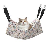 Pet Cat Hammock-Double-Sided Full-Width Printed Adjustable Cat Nest, Thick Velvet Material, Suitable For Cats, Rabbits, Hamsters And Other Pets, Multifunctional Pet Hammock With Metal Hook.