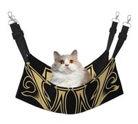 Pet Cat Hammock-Double-Sided Full-Width Printed Adjustable Cat Nest, Thick Velvet Material, Suitable For Cats, Rabbits, Hamsters And Other Pets, Multifunctional Pet Hammock With Metal Hook.