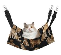 Pet Cat Hammock-Double-Sided Full-Width Printed Adjustable Cat Nest, Thick Velvet Material, Suitable For Cats, Rabbits, Hamsters And Other Pets, Multifunctional Pet Hammock With Metal Hook.