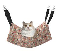 Pet Cat Hammock-Double-Sided Full-Width Printed Adjustable Cat Nest, Thick Velvet Material, Suitable For Cats, Rabbits, Hamsters And Other Pets, Multifunctional Pet Hammock With Metal Hook.