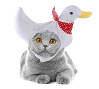Pet Cat Hat Cute Duck Shape Headwear Soft Duckling Theme Cap with Adjustable Sticker White Duck Hat for Pet Funny Hat
