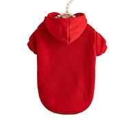 Pet Cat Hooded Pullover Hoodie Sweater Plain Washable Classic Winter Bulldog(Red,S)