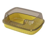 Pet Cat Litter Box for Kittens, High Fence, Large Semi-Enclosed Cat House, Cat Toilet, Open-Type Anti-Splash Urine Box ([Lemon Yellow-Black Cover], Huge size [58 * 37 * 16CM])