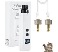 Pet Cat Nail, Nail Trimmer, Safe Cut Cat Nail Trimmer, Two Adjustable with 360° Grinding Settings,Low-Vibration Ultra-Quiet Under 40db,for All Sized Cats and Dogs (White)