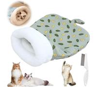Pet Cat Nest Bag, Cozy for Puppy, Warm Nest Bed, Winter Sleeping Bag for Indoor, Soft Rabbit Bed Cave Sleeping, 360°wrap Comfortable Hideaway Sack (Green - Avocado, One Size)
