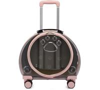 Pet Cat Puggy Backpack Carrier for Small Dogs, Dog Pram Breathable Pet Travel Backpack Carrier with Wheels, Multifunctional Cat Dog Transport Box Pet Stroller with Large Space(Pink B)