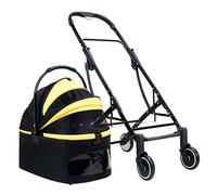 Pet Cat Stroller Detachable Carriage Dog Prem Pushchair with Storage Bag, Dog Strollers for Small Medium Dogs, Pet Cat Stroller Foldable Dog Walker for Multiple Cats(Black a)