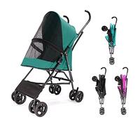 Pet Cat Stroller Umbrella Structure Lightweight Dog Prams Pushchair, Pet Stroller for Small Dog Prime Pram Carrier for Cats Puppy & Kitten(Green)